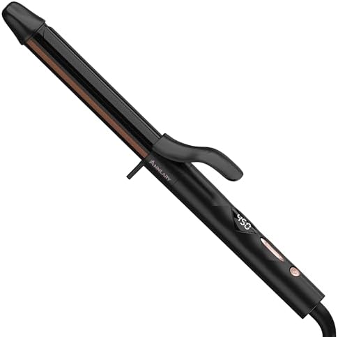 1 Inch Curling Iron, Titanium Ceramic Hair Curler, Fast Heating Curling Wand with 8 Heat Settings with LED Display for All Hair Types Dual Voltage 110-240V for Travel
