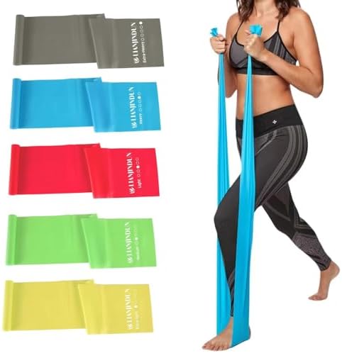 5 Pcs Professional Resistance Bands. Latex-Free, Pilates Band, Work Out Bands, Stretch Bands for Working Out Women or Men, Exercise Bands Set for Pilates, Physical Therapy, Yoga
