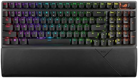 ASUS ROG Strix Scope II 96 Wireless Mechanical Gaming Keyboard – 96% Full-Size, Tri-Mode Connectivity, Hot Swappable Pre-lubed ROG NX Snow Linear Switches, PBT Keycaps, RGB, PC/Mac Support-Black
