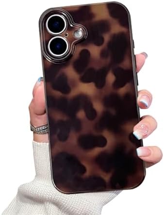 Cute Phone Case for iPhone 17 Case Tortoise Shell Pattern Leopard Full Camera Protective Slim Shockproof Cool Trendy Aesthetic-Brown Amber