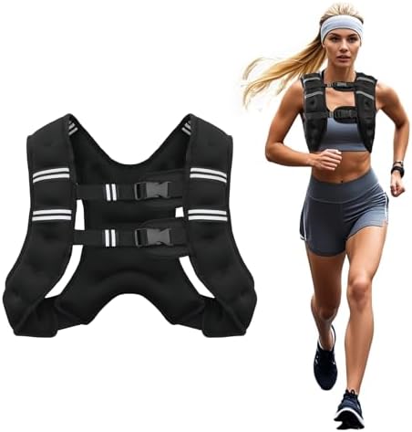 Weighted Vest, 6lb/8lb/10lb/12lb/16lb/20lb/25lb/30lb Weight Vest for Men Women, Body Weight Vests Adjustable with Reflective Stripe for Strength Training, Running, Workout, Jogging, Walking