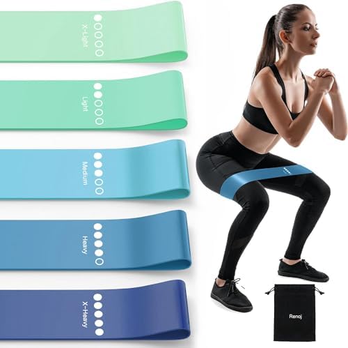 Resistance Bands for Working Out, 5-Pack Elastic Loop Exercise Bands for Strength Training Stretching, Home Gym Equipment for Pilates Yoga Physical Therapy, Leg Glute Arm Workout Kit for Women Men