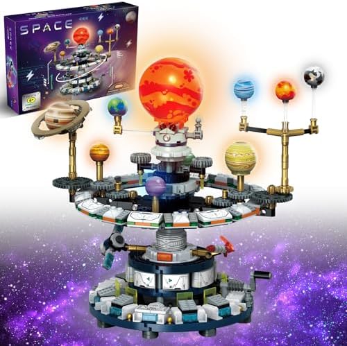 Spinning Solar System Space Building Kit,Compatible with Lego Space with 9 Planets Rotatable & Rocket Sets STEM Educational Space Toy Solar System for Kids for Boys Girls 6-14 and Adults(964 Pcs)