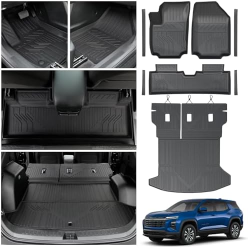 Floor Mats & Cargo Liners & Backrest Mat for 2025 2026 Chevy Equinox (Only Gas) & GMC Terrain 2025 2026, Door Sill Guards, All Weather TPE Car Floor Mats, Trunk Liner for Chevrolet Equinox Accessories