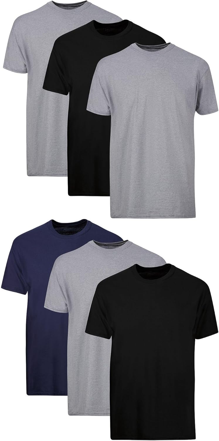 Hanes Men's Undershirt Packs, Stay-Tucked Soft Cotton Undershirts, Best Undershirts for Men, White\/Black\/Asstd Multipacks