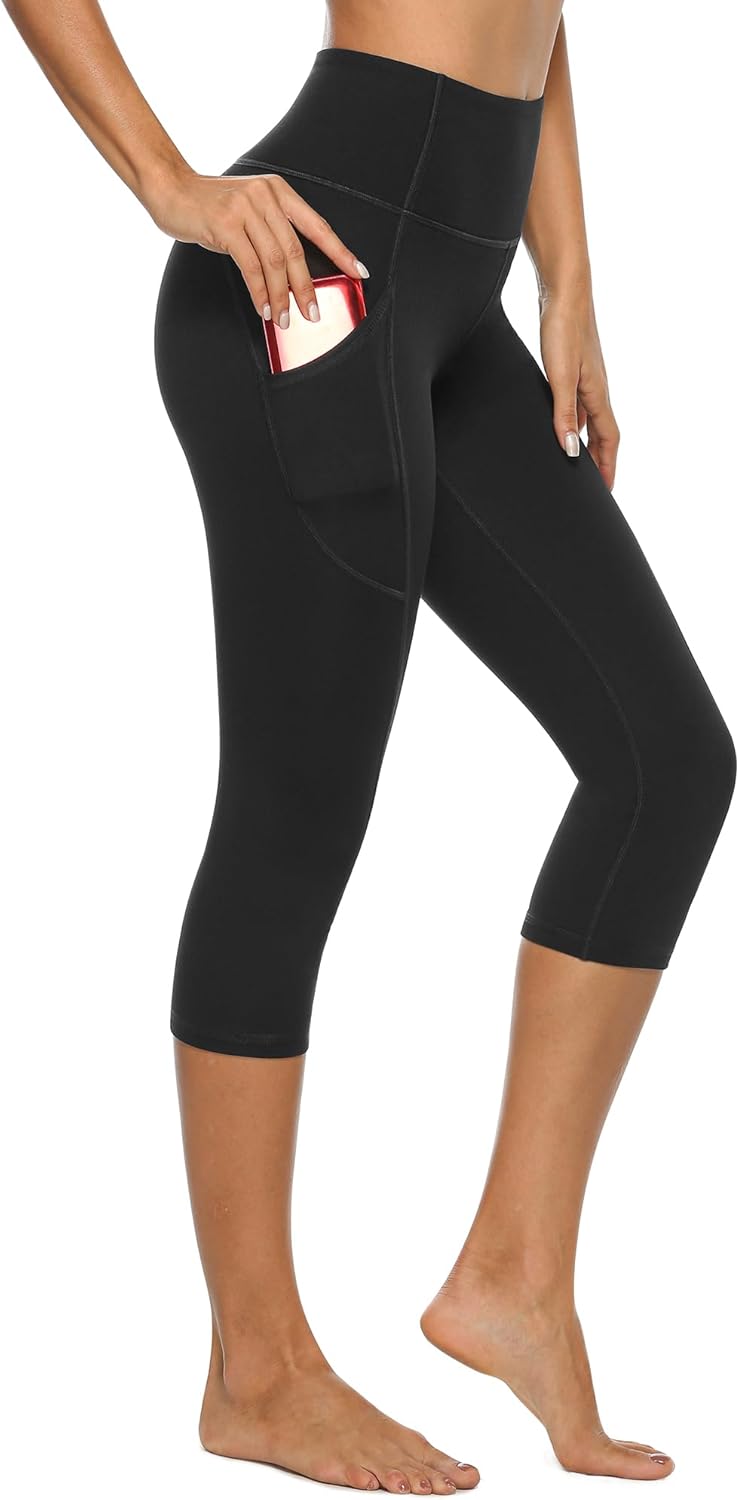 Stelle Women's Capri Yoga Pants with Pockets Essential High Waisted Leggings for Workout
