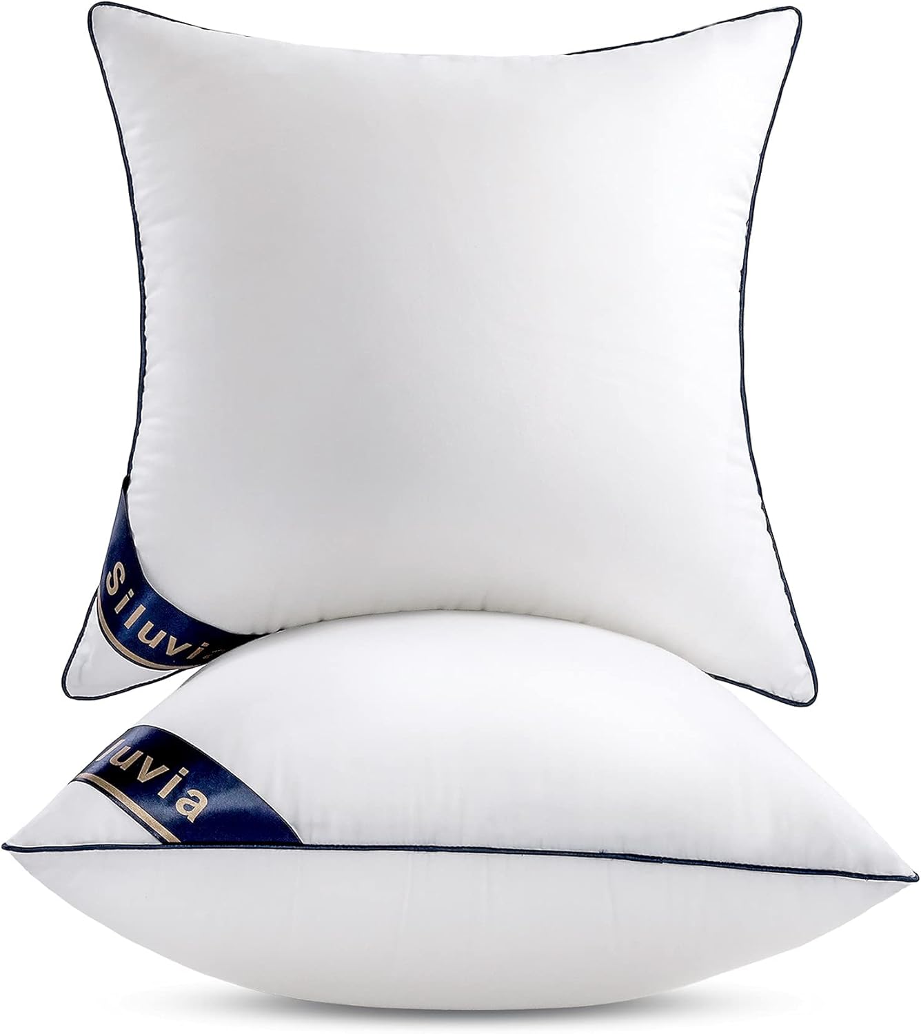 Siluvia Euro Pillows 26x26 Pillow Inserts Set of 2 Square Throw 26 Pillow with 100% Cotton Cover for Sofa, Couch, and Bed - White