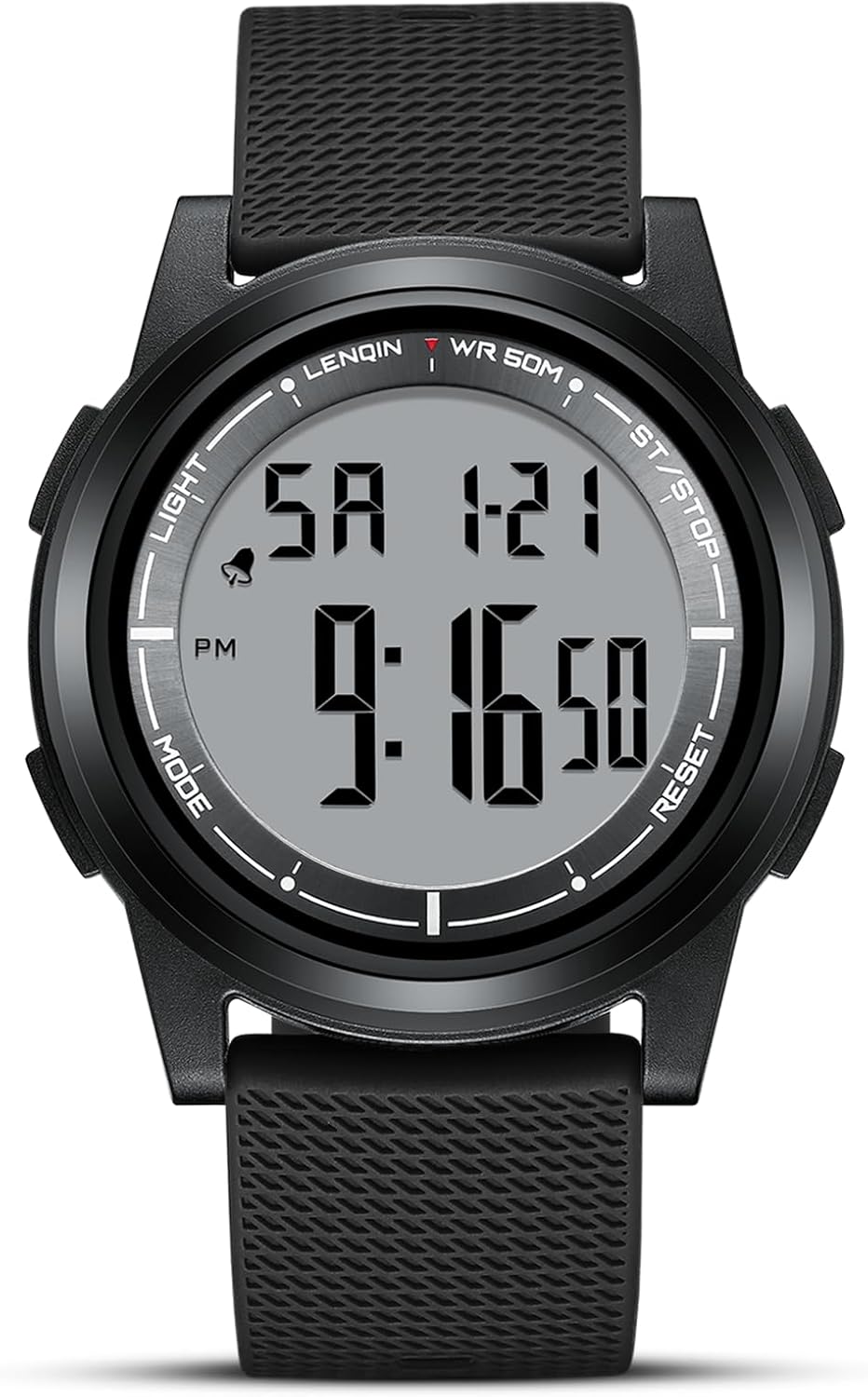 HANPOSH Mens Digital Watch Ultra Thin Minimalist Sports Waterproof Outdoor LED Screen Large Face Wrist Watches for Men with Back Light Alarm Date Stopwatch