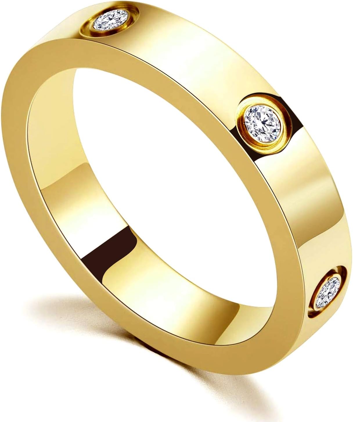 PDWZNBA Love Friendship Ring 18K Gold-Plated Stainless Steel Promise Ring Wedding Band Jewelry Birthday Gifts for Women