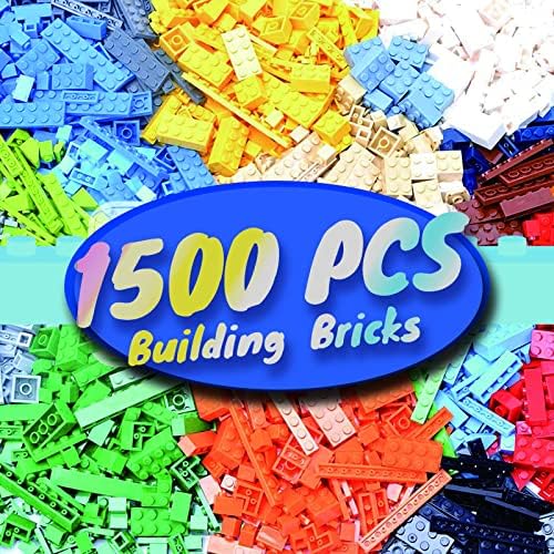 1500 Pieces Building Bricks, Classic Bulk Small Blocks, Classic Bricks Set Basic Building Blocks Compatible with All Major Brands