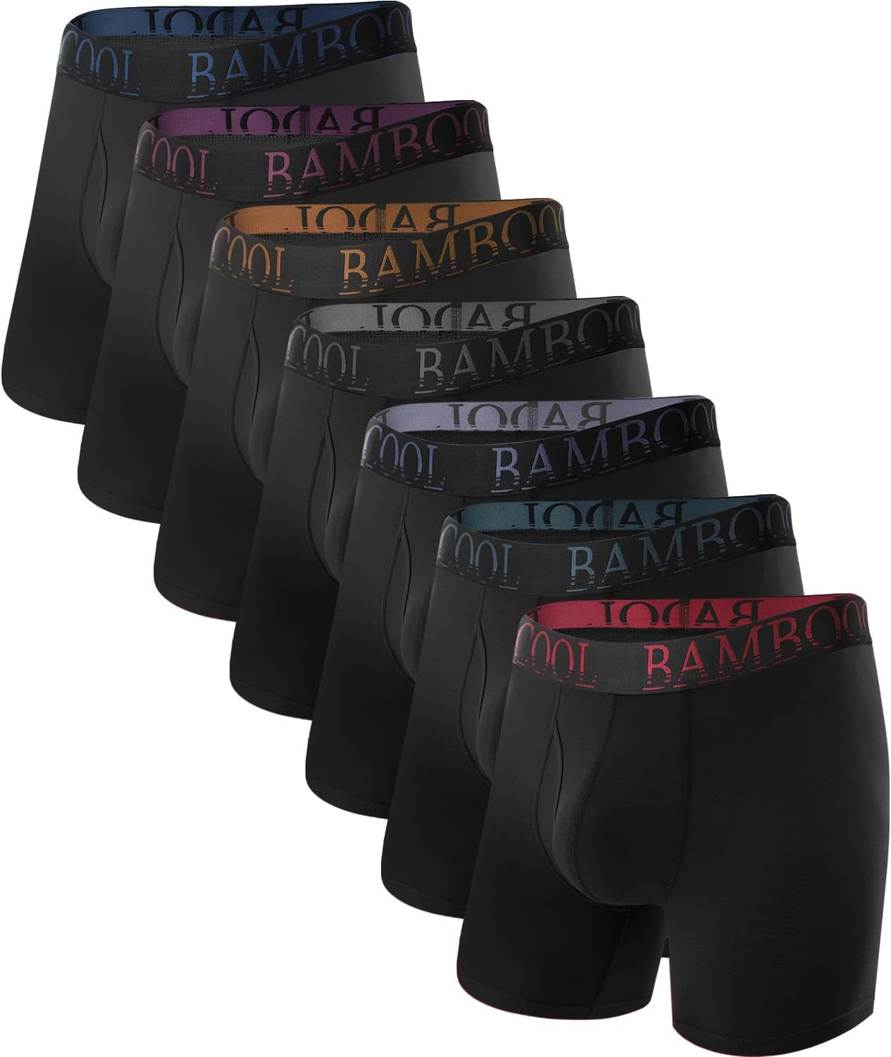 BAMBOO COOL Men's Ultra ComfortSoft Underwear, Moisture Wicking &amp; Breathable No Ride Up Boxer Briefs with Fly, Multipack