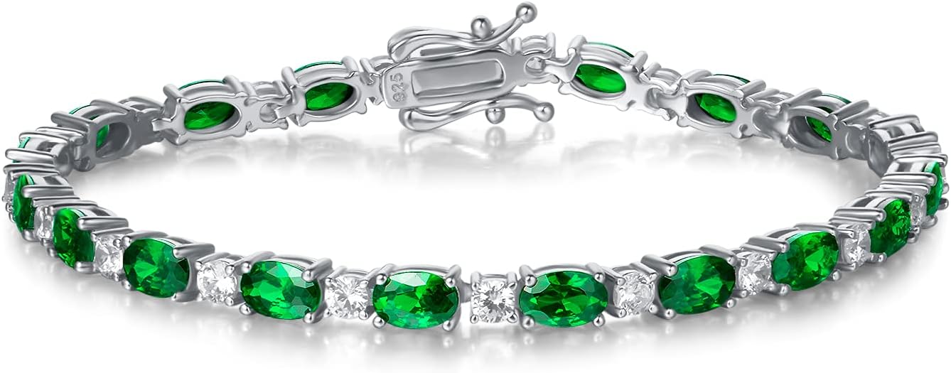 FANCIME Birthstone Bracelets Sterling Silver Tennis Bracelets Charm Fine Jewelry Birthday Gifts for Women 7"