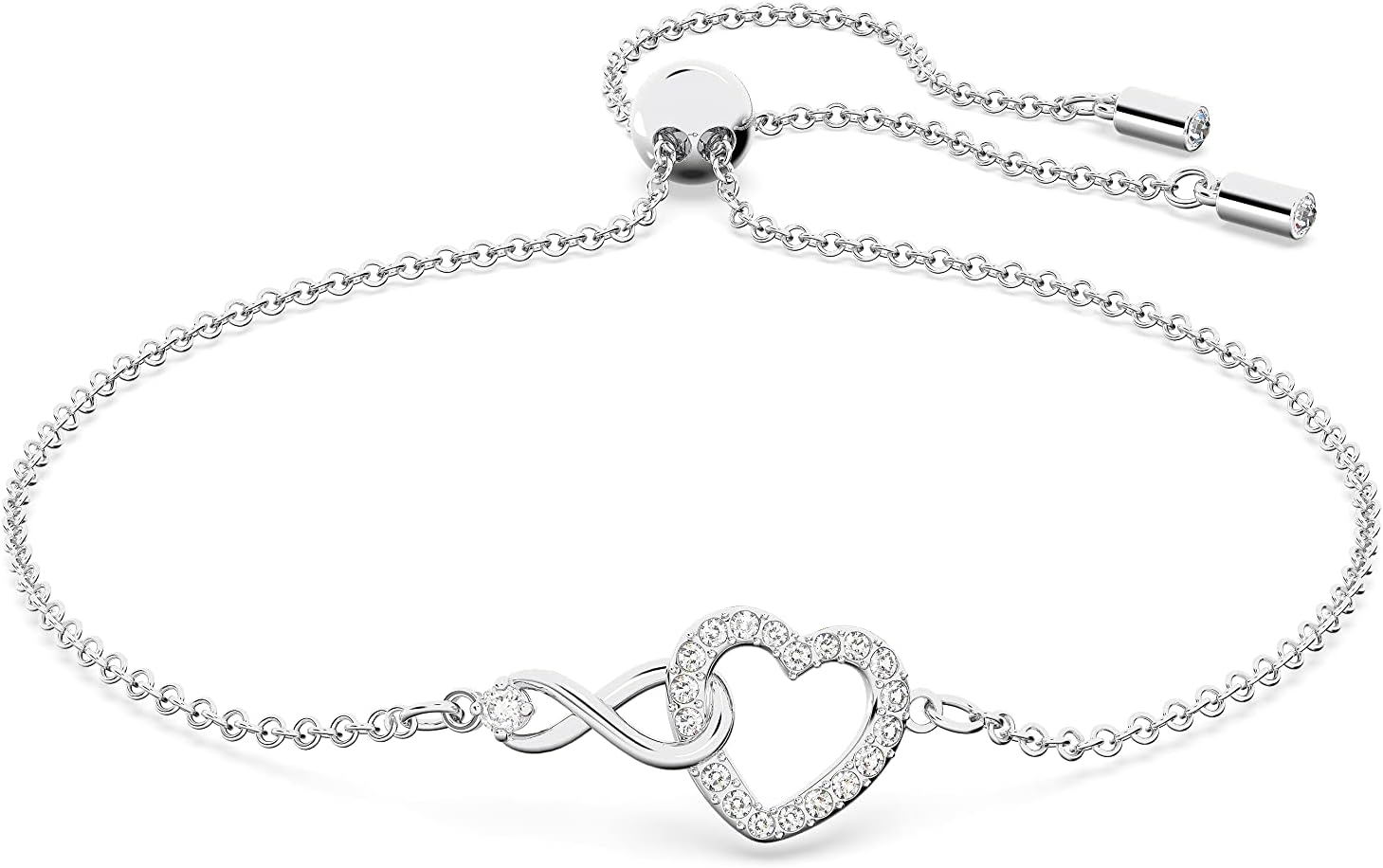 Swarovski Infinity Heart Jewelry Collection, Necklaces and Bracelets, Rose Gold &amp; Rhodium Tone Finish, Clear Crystals