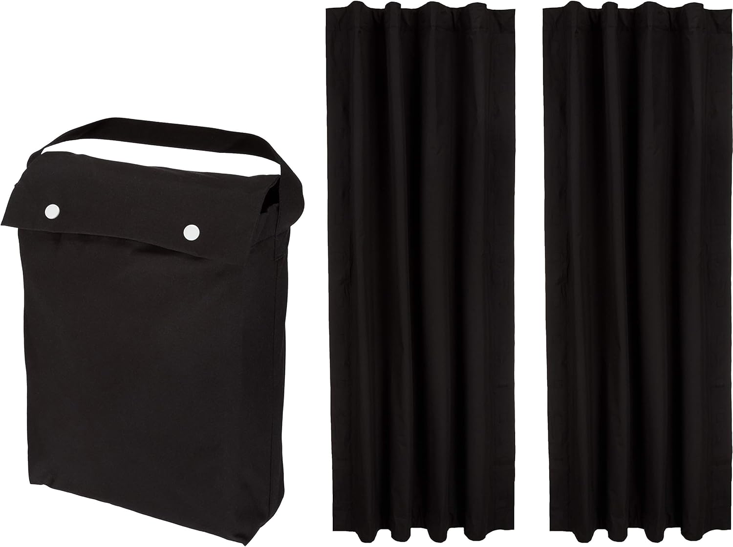 Amazon Basics Portable Energy Saving Noise Reducing Blackout Curtain Shade with Suction Cups, Fits Windows, 50"W x 78"L, Black, 2-Pack