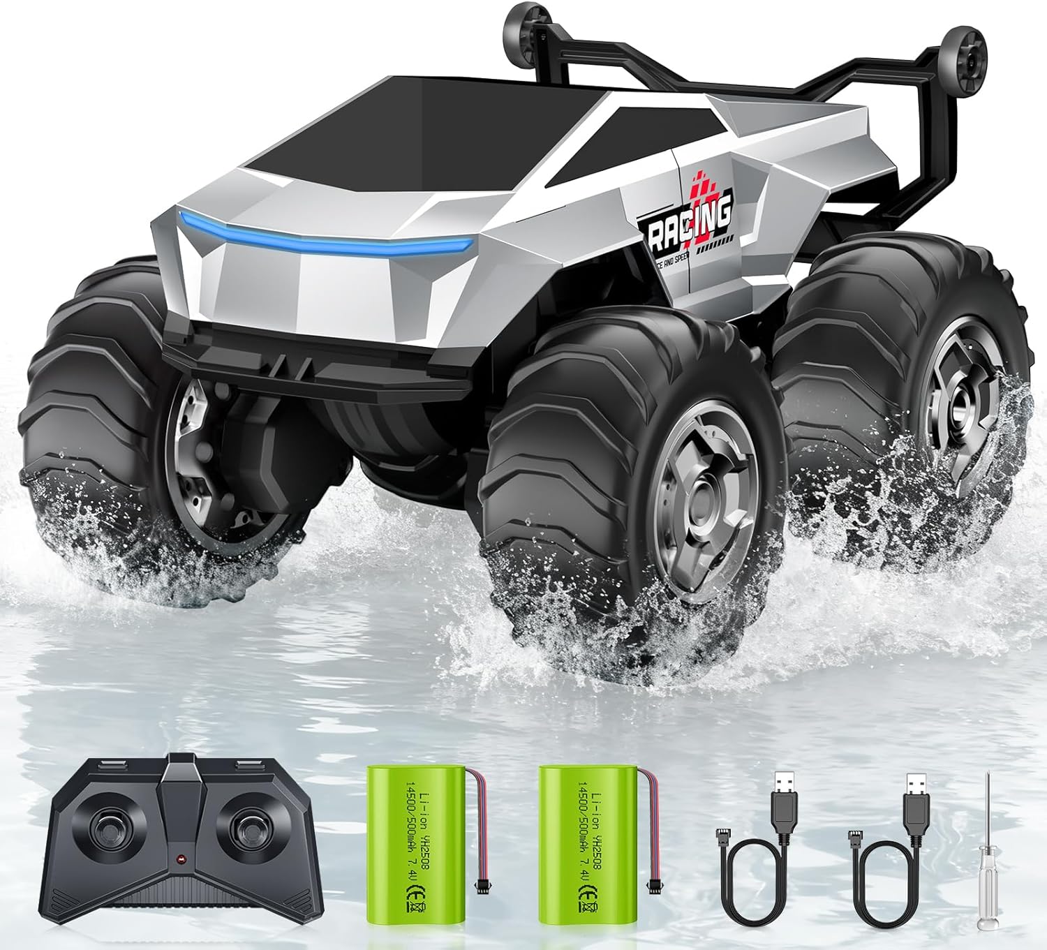 1:16 RC Truck Remote Control Car, 4WD Waterproof Amphibious RC Car All Terrain Pickup,TIME4DEALS 2.4GHz Remote Monster Truck with 360° Rotating Standing Stunt Toy Truck for Kids Boys 6 7 8 9 10 11 12+