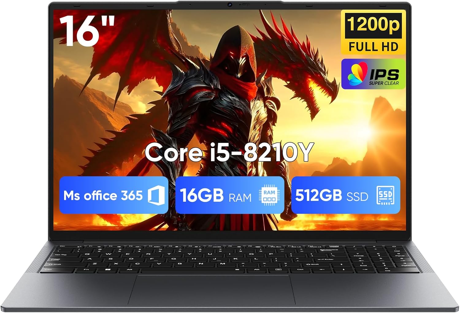 EYY 16" Laptop Computer Intel Core i5 Processor, Win 11 Pro Laptop 16GB RAM 512GB SSD, 1920 x 1200 FHD 16:10 Display, Office Suite Notebook with Backlit Keyboard, Student Business Work Laptops