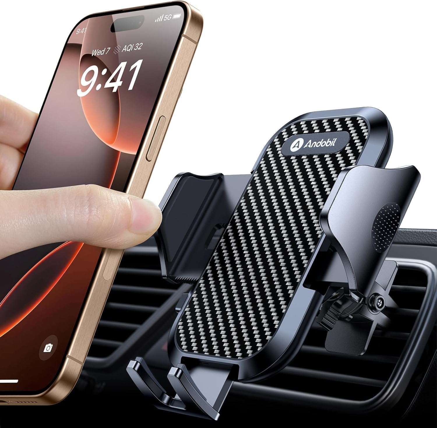 andobil 2026 Upgraded Car Phone Holder Mount, Military-Grade Phone Holders for Your Car Vent Ultra-Stable Metal Clip Universal 360° Cell Phone Car Mount for iPhone 17 Pro Max 16\/15\/14\/13\/12\/ Sams