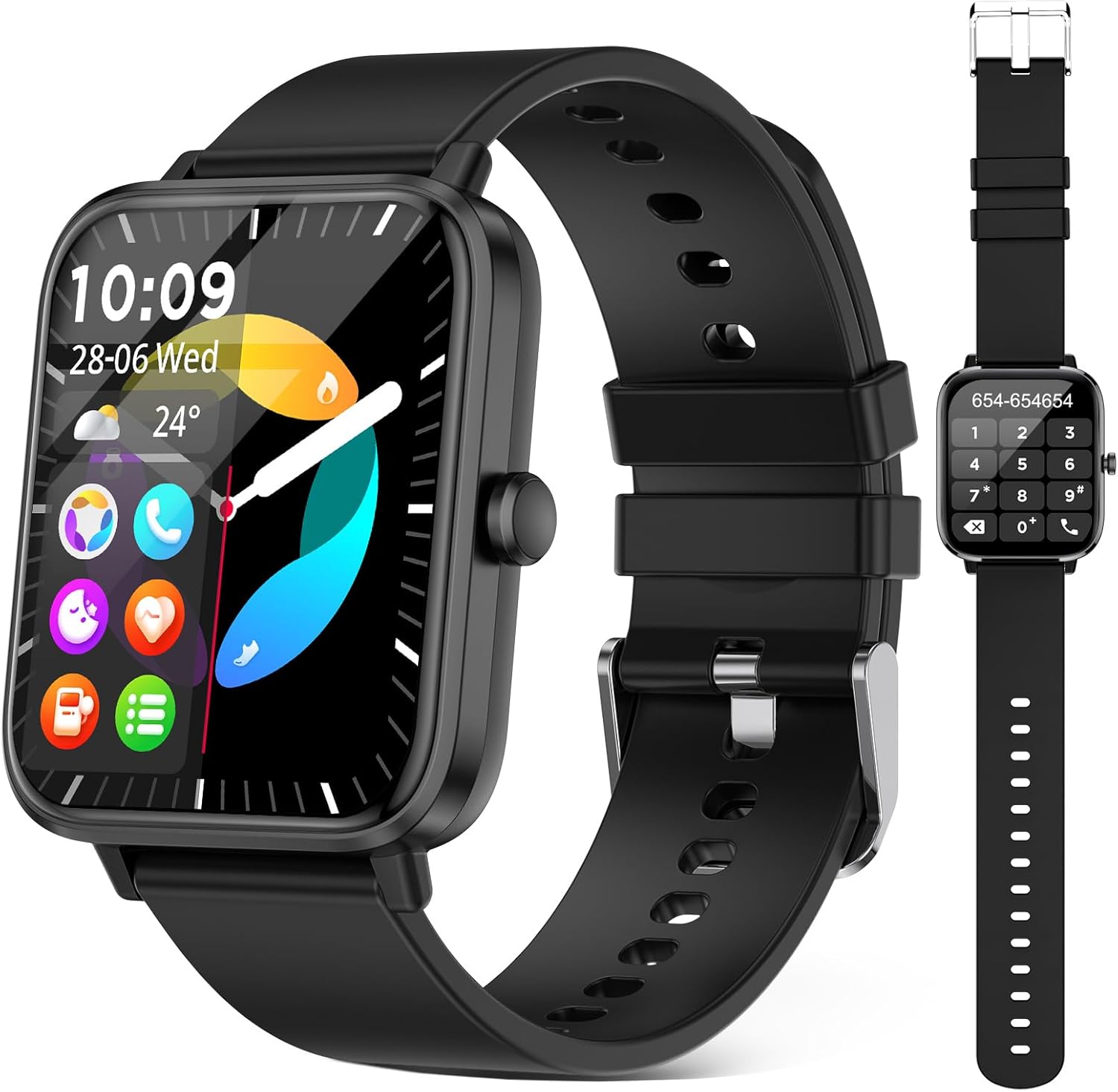 FTTMWTAG Smart Watch (Answer\/Make Call): 1.85" Waterproof Fitness Trackers with 24-Hours Blood Pressure Heart Rate SpO2 Sleep Monitor Watches for Men Women, iPhone Android Compatible (Stone Black