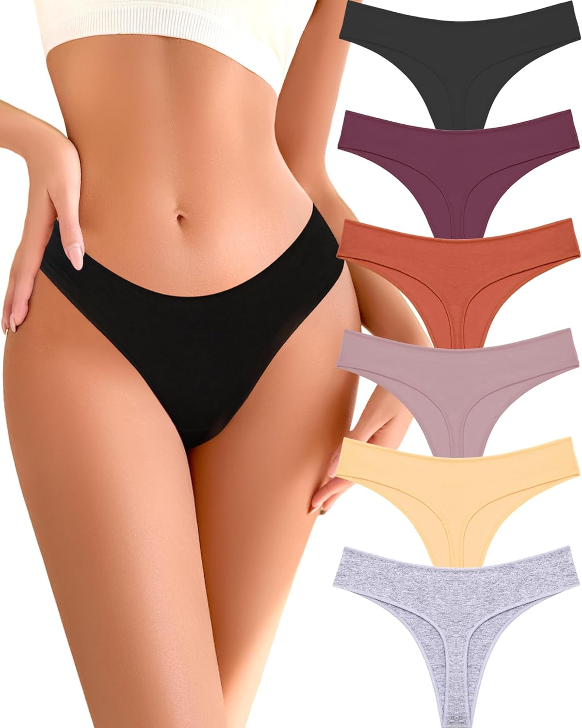 READY TO LOVE Cotton Underwear for Women Pack Breathable Thongs for Women Sexy Stretch Soft Womens Panties Thong XS-XL