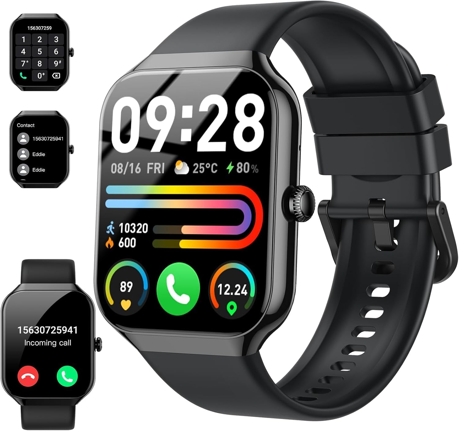 Smart Watch(Answer\/Make Call), 1.96" HD Smartwatch for Men Women, 2026 Fitness Watch with 110+ Sport Modes\/Heart Rate\/Sleep Monitor\/Pedometer, IP68 Waterproof Fitness Activity Tracker for Andr