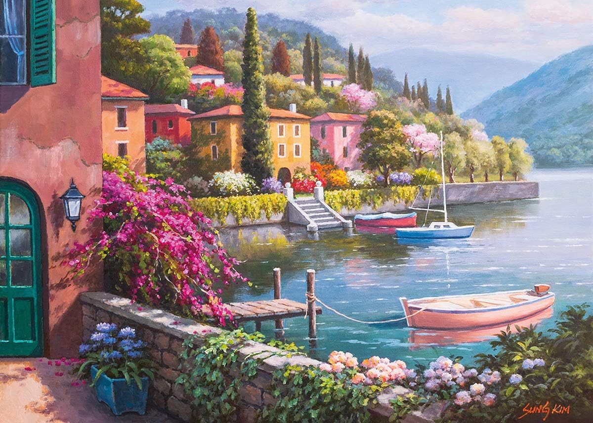 Sung Kim Art - Jigsaw Puzzle 1000 Piece for Adults (Lakeside Bloom)