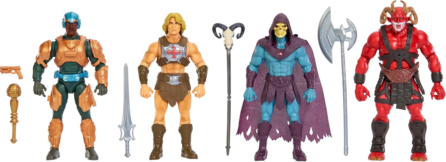 Masters of the Universe Action Figure Toy 4 Pack, 5.5 Inch 2026 Movie Accurate with 1 Exclusive, 14 Posable Joints, Galitzine Elba Björnsson (Amazon Exclusive)