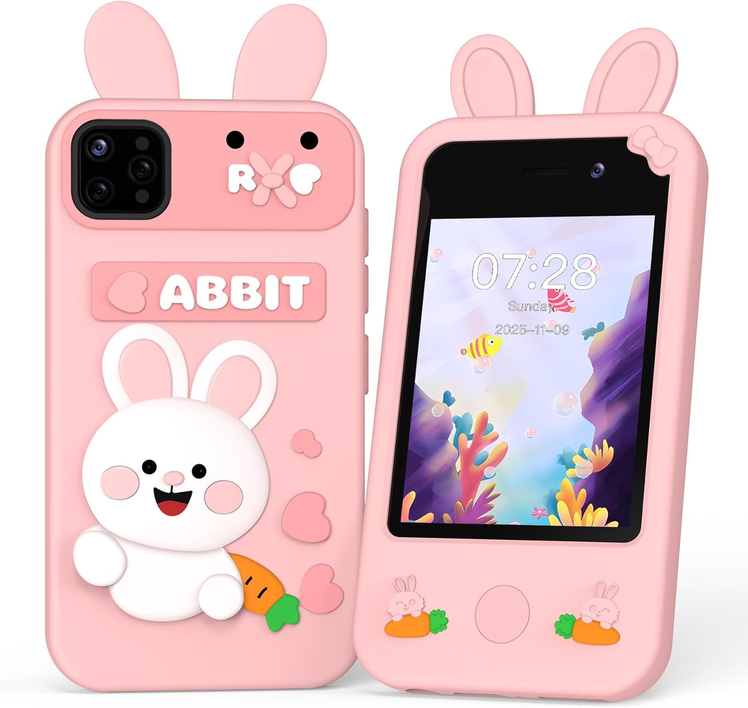 Girls Kids Smart Phone, Birthday for Age 3-10 Kids Toys Cell Phone, 2.8" Touchscreen Toddler Learning Toy Phone with Dual Camera, Game, Music, Educational Play Phone Safe No WiFi (Pink)