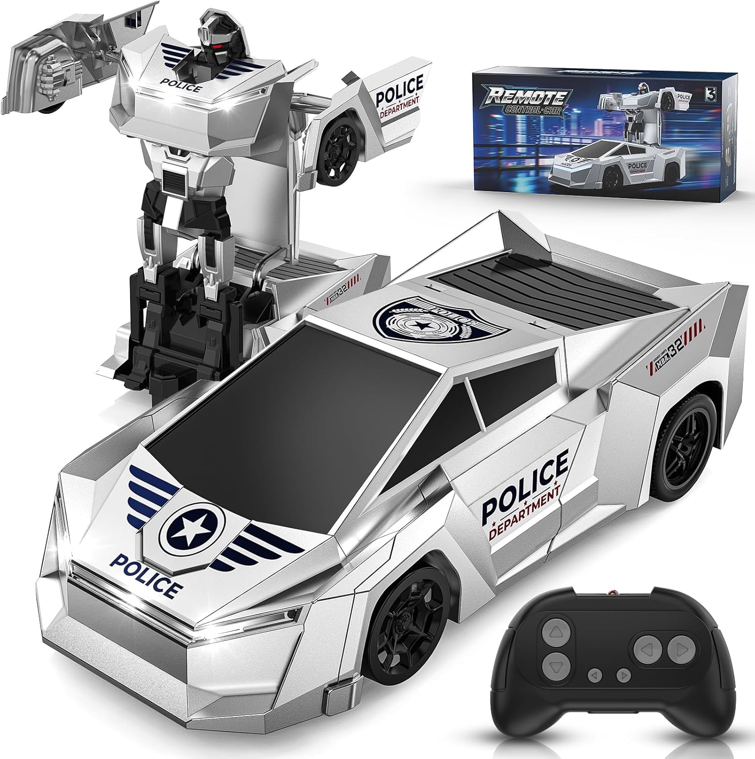 Ovaasy Transform RC Cars Robot, 2.4Ghz 1:18 Scale Remote Control Car Toys for Boys 4-7 8-12, One Button Deformation 360° Rotation Christmas Birthday Gifts Toys for Boys Girls