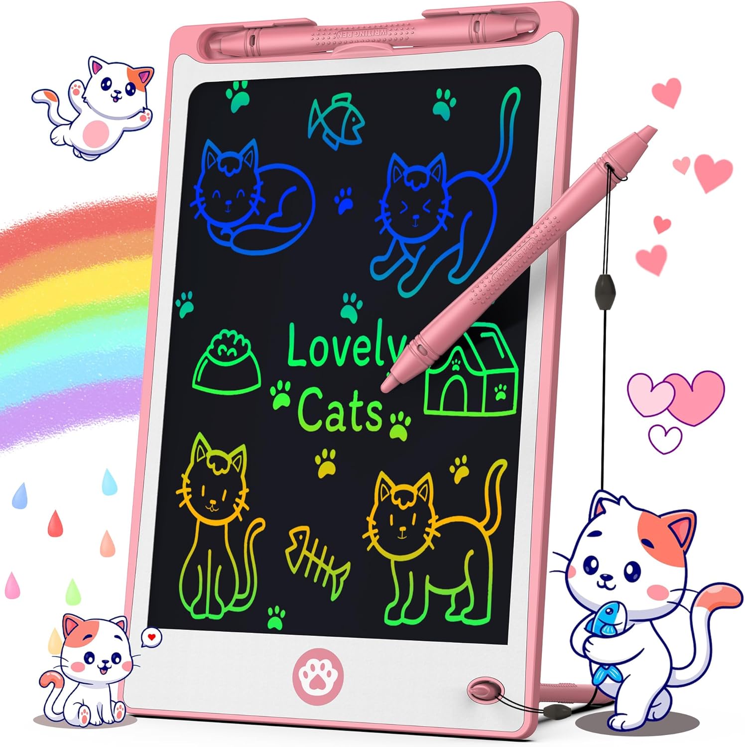 Hockvill LCD Writing Tablet for Kids 8.8 Inch, Toys for Girls Boys Drawing Pad for 3 4 5 6 7 Year Old Kids Toys, Children Gift Easter Basket Stuffer for Kids Toddler Doodle Board Travel Essentials