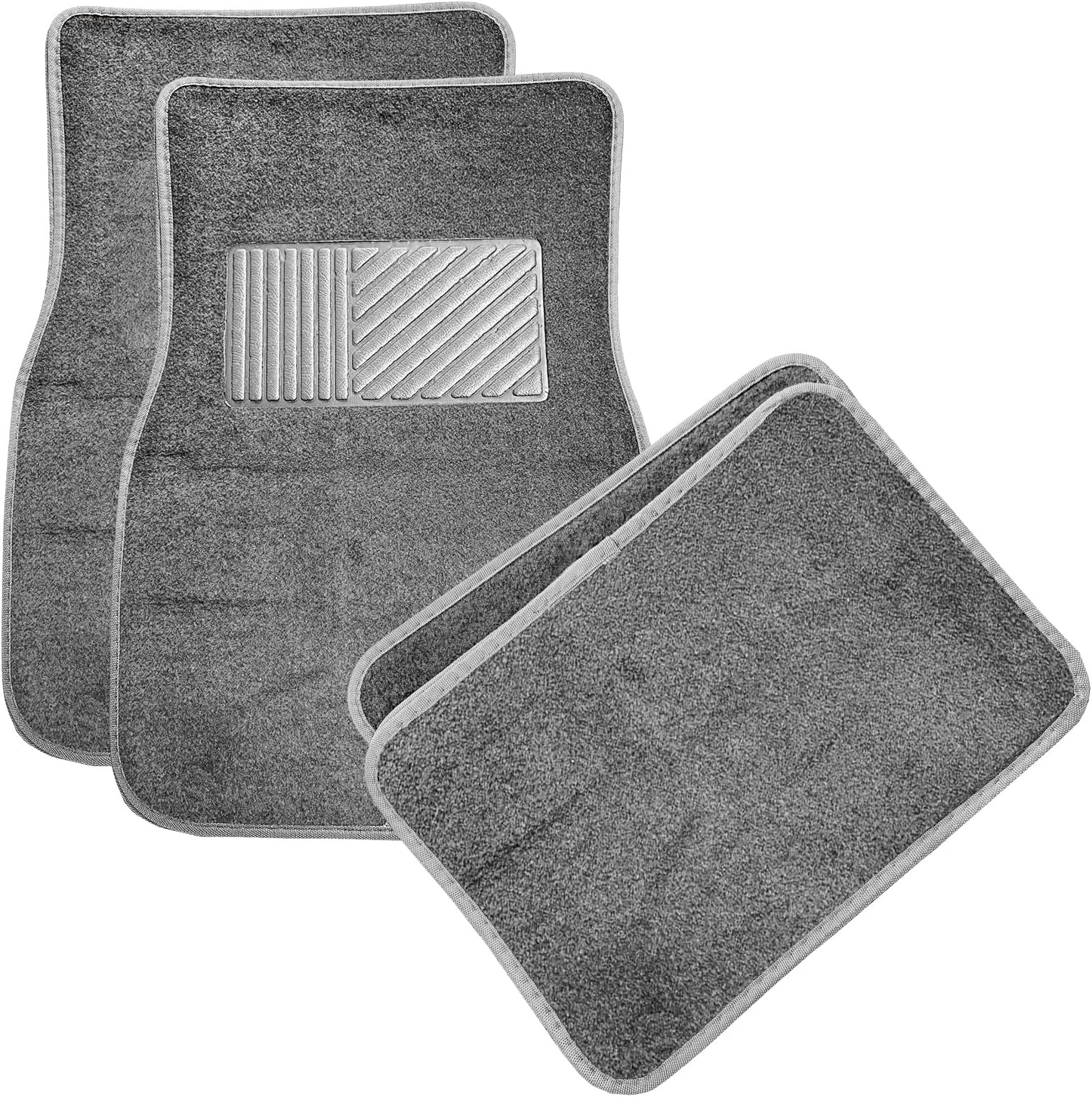 MUQIDA 4PCS Car Floor Mats, Anti-Slip Waterproof Car Carpets with Safety Heel Pad, Heavy Duty Floor Mat for All Weather Protection, Universal Trim to Fit for Sedans Trucks SUVs (Gray)