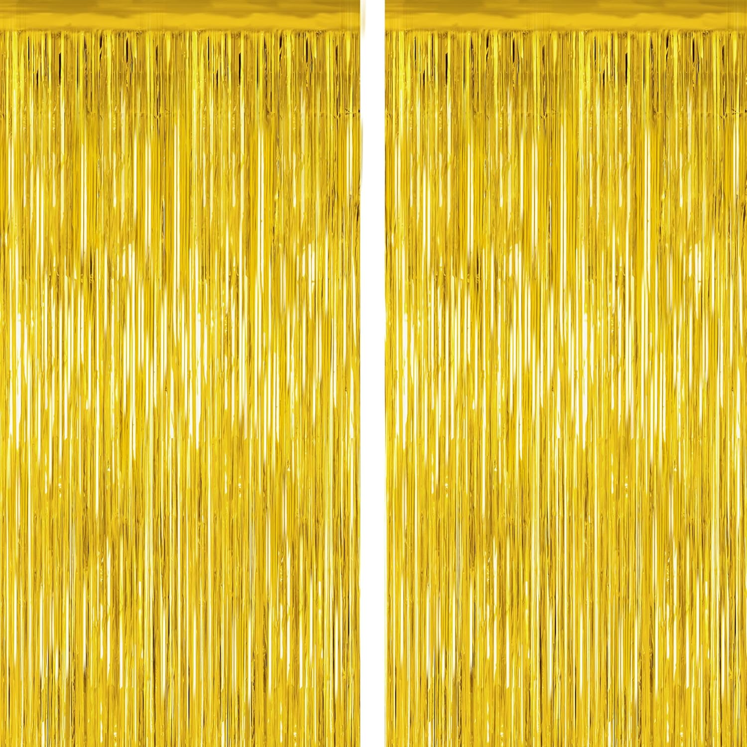 2 Pack Gold Tinsel Backdrop, 3.28 FT x 7.05 FT Metallic Fringe Curtain, Gold Color Graduation Backdrop Party Streamers, Party Supplies Door Decorations for Birthday Anniversaries